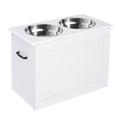 Load image into Gallery viewer, Elevated Dog Bowls for Large Dogs with Storage Dog Pet Diner Function 2 Stainless Steel Dog Bowls Elevated Base for Big-sized Dogs and Other Large Pets, White
