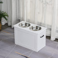 Load image into Gallery viewer, Elevated Dog Bowls for Large Dogs with Storage Dog Pet Diner Function 2 Stainless Steel Dog Bowls Elevated Base for Big-sized Dogs and Other Large Pets, White

