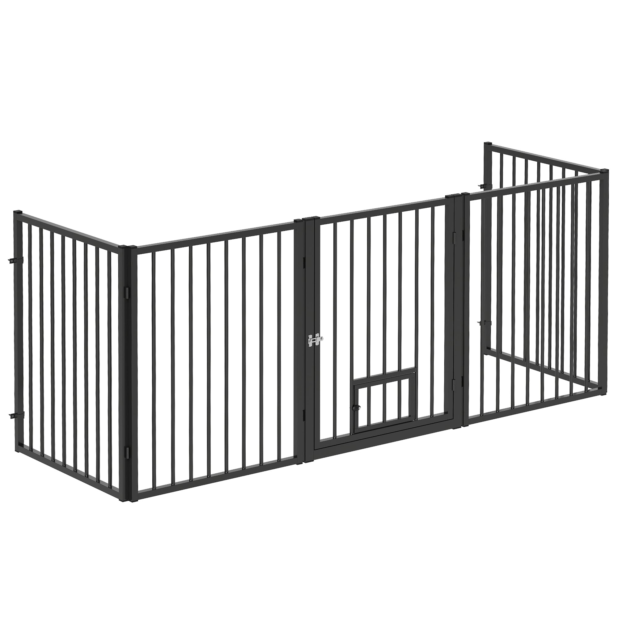Dog Playpen, 30"H Pet Playpen, 5 Panels Puppy Exercise Pen Heavy Duty with Dog Gate & Cat Door, Indoor Outdoor Foldable Portable Dog Fence for Small & Medium Dogs