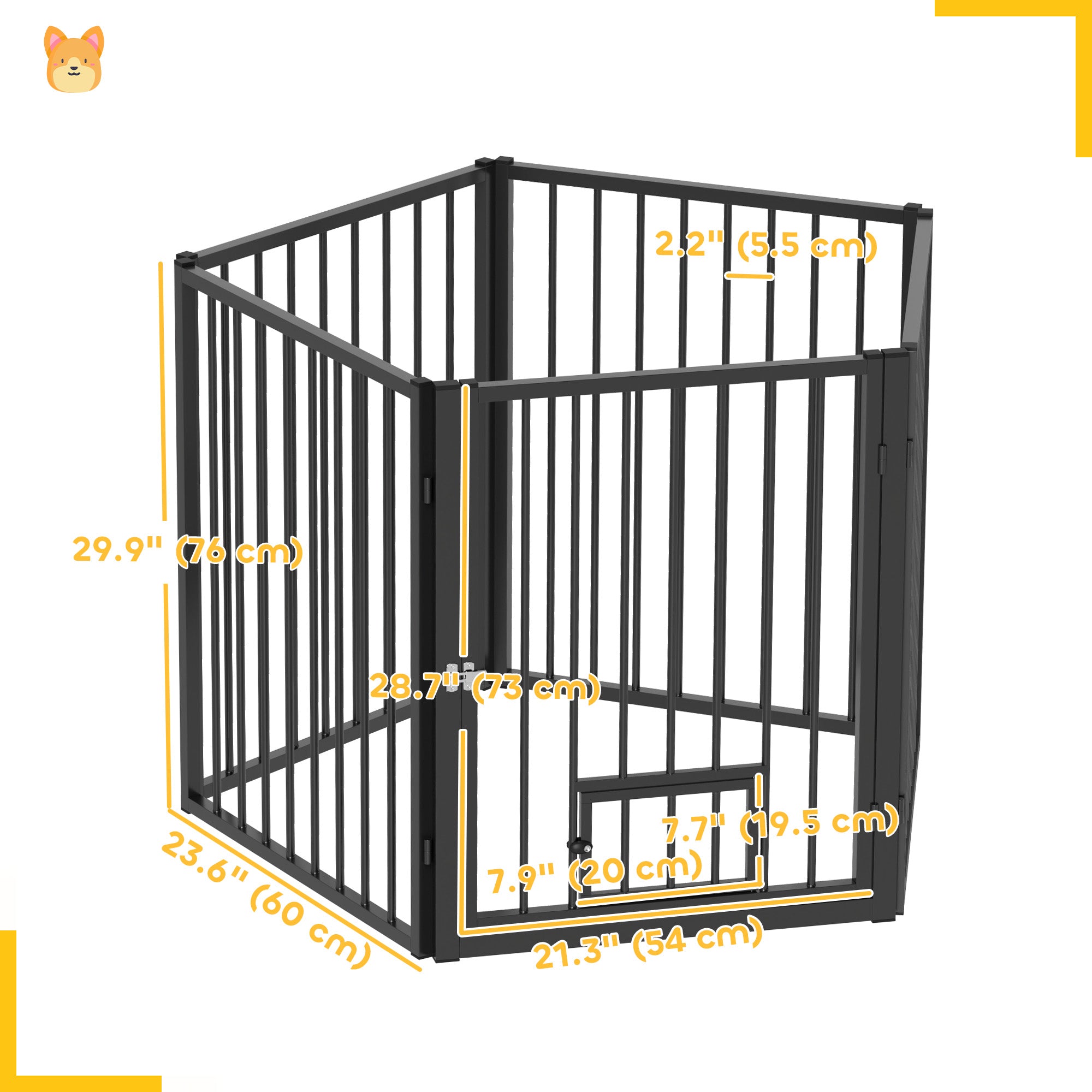 Dog Playpen, 30"H Pet Playpen, 5 Panels Puppy Exercise Pen Heavy Duty with Dog Gate & Cat Door, Indoor Outdoor Foldable Portable Dog Fence for Small & Medium Dogs