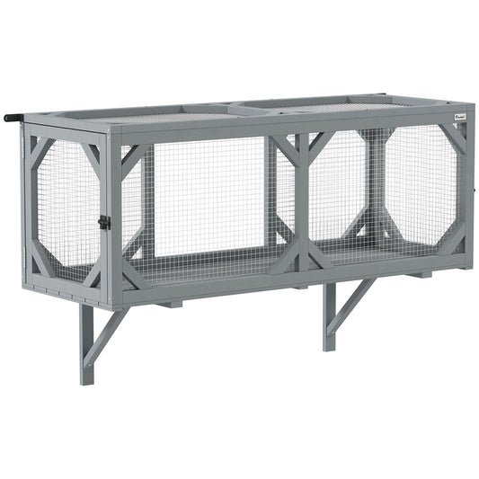 Cat Tunnel, Wooden Catio Outdoor Cat Enclosure with 2 Doors and Extendable Design, Wall-Mounted Pet Run for Indoor/Outdoor Use, Grey