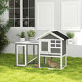 Load image into Gallery viewer, 48" Weatherproof Wooden Rabbit Hutch With Slant Roof And Screened Outdoor Run, Grey
