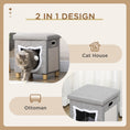 Load image into Gallery viewer, Cat House Cave, Cat Bed Cube with Scratching Pad, Soft Detachable & Washable Cushion, Toy Ball, for Indoor Kittens, Grey
