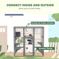 Load image into Gallery viewer, PawHut Catio Outdoor Cat Enclosure, Large Cat House, Wooden Cat Window Box with Scratching Posts, Weather Protection Roof for 1-2 Kitties, Resting Boxes, 68" x 35.5" x 70.5", Gray

