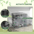 Load image into Gallery viewer, PawHut Catio Outdoor Cat Enclosure, Large Cat House, Wooden Cat Window Box with Scratching Posts, Weather Protection Roof for 1-2 Kitties, Resting Boxes, 68" x 35.5" x 70.5", Gray

