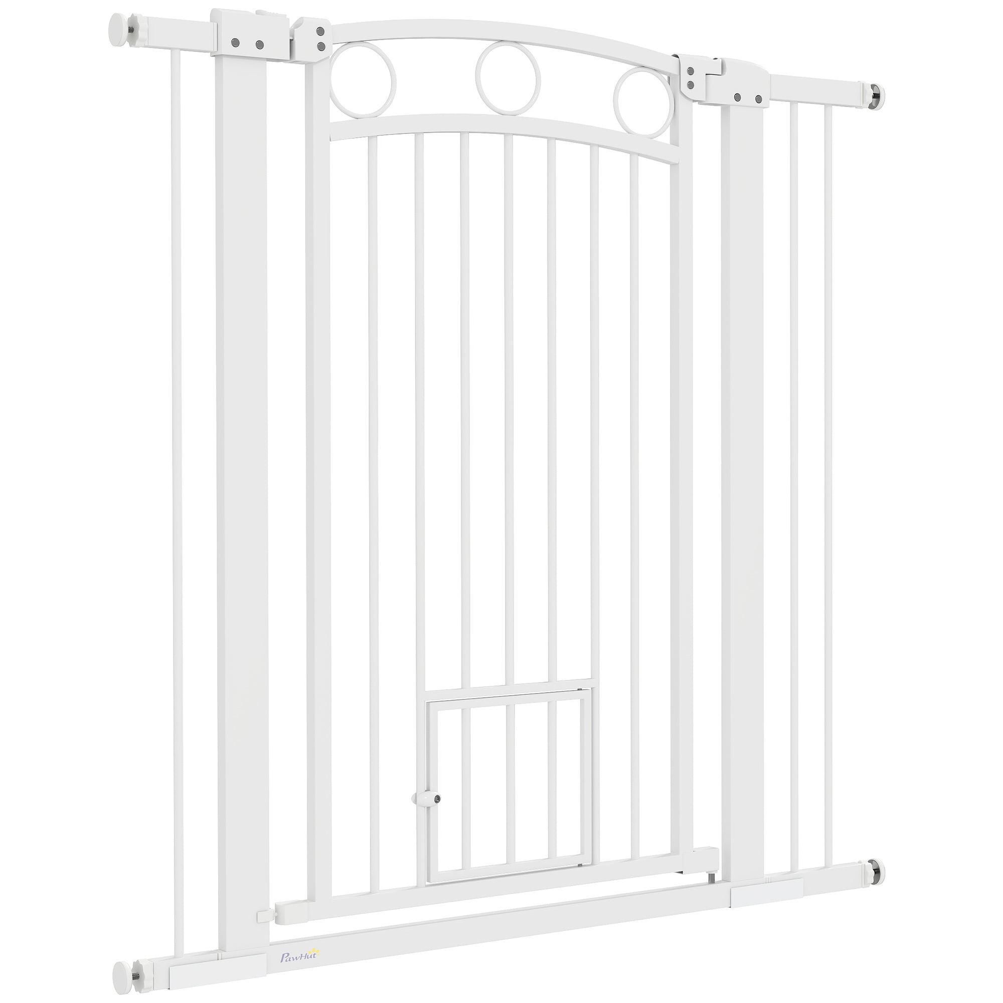 Dog Gate, 42" Extra Tall Pet Gate with Cat Door, Includes 2.8" and 5.5" Extension Kits, Pressure Mounted Stair Gate for Doorways, Hallways, Stairways, 30"-41" Width