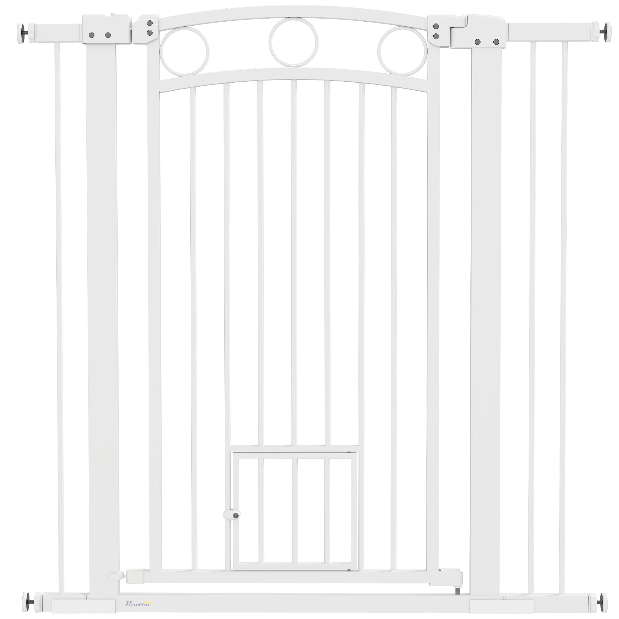 Dog Gate, 42" Extra Tall Pet Gate with Cat Door, Includes 2.8" and 5.5" Extension Kits, Pressure Mounted Stair Gate for Doorways, Hallways, Stairways, 30"-41" Width