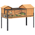 Load image into Gallery viewer, Tortoise House with 2 Rooms, Wooden Reptile Enclosure Habitat with Clear Windows, Ramps, Openable Top, Built-in Tray, with Stand Legs for Indoor Use, Yellow
