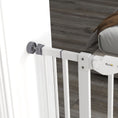 Load image into Gallery viewer, 41"H Dog Gate with Cat Door, Pet Gate with Small Door, Easy Open Indoor Dog Gates for Doorways, House, Stair, 29"-40" Long, White
