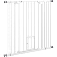 Load image into Gallery viewer, 41"H Dog Gate with Cat Door, Pet Gate with Small Door, Easy Open Indoor Dog Gates for Doorways, House, Stair, 29"-40" Long, White
