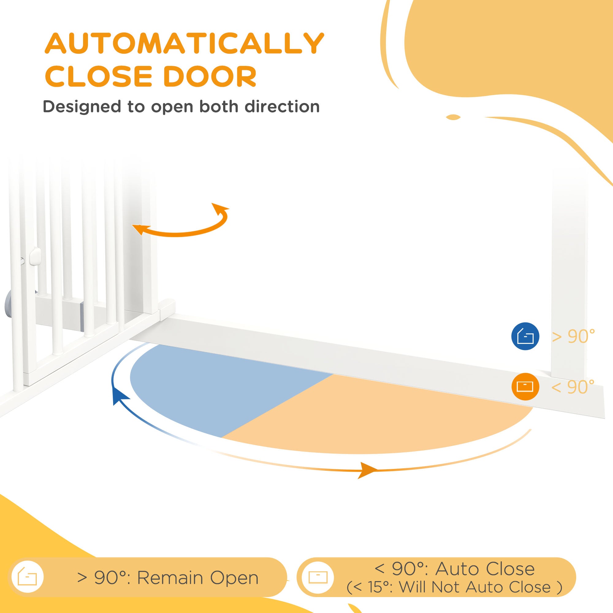 41"H Dog Gate with Cat Door, Pet Gate with Small Door, Easy Open Indoor Dog Gates for Doorways, House, Stair, 29"-40" Long, White
