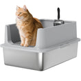 Charger l'image dans la visionneuse de la galerie, Stainless Steel Cat Litter Box, XL Kitty Litter Box for Big and Multiple Cats with High Wall Side, Scoop, Anti-Leakage, Easy Cleaning & Odor Free
