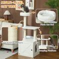 Charger l'image dans la visionneuse de la galerie, Cat Tree with Litter Box Enclosure, Hidden Cat Tower with Sisal Covered Scratching Posts, Large Platform, Bed, Modern Furniture for Indoor Kittens, White
