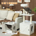 Charger l'image dans la visionneuse de la galerie, Cat Tree with Litter Box Enclosure, Hidden Cat Tower with Sisal Covered Scratching Posts, Large Platform, Bed, Modern Furniture for Indoor Kittens, White
