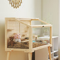 Load image into Gallery viewer, Wooden Hamster Cage, Gerbil Cage with Openable Top, Seesaws, Platforms, Water Bottle, Hamster Habitat with Transparent Viewing for Syrian, Dwarf, Rats, 43.3" x 20.5" x 39.8"

