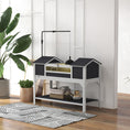 Load image into Gallery viewer, Tortoise House, Wooden Tortoise Enclosure with Adjustable Lamp Holder, Tortoise Table with Openable Lid, Dual Main Houses, Storage Shelf, Basking Area, Fixed Tray - Grey

