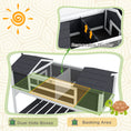 Load image into Gallery viewer, Tortoise House, Wooden Tortoise Enclosure with Adjustable Lamp Holder, Tortoise Table with Openable Lid, Dual Main Houses, Storage Shelf, Basking Area, Fixed Tray - Grey
