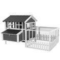 Load image into Gallery viewer, PawHut Wooden Chicken Coop with Run for 3 - 4 Chickens, Hen House with Nesting Box, Removable Tray, Fence, Outdoor Poultry Cage, 68" x 59" x 42" , Gray
