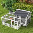 Load image into Gallery viewer, PawHut Wooden Chicken Coop with Run for 3 - 4 Chickens, Hen House with Nesting Box, Removable Tray, Fence, Outdoor Poultry Cage, 68" x 59" x 42" , Gray
