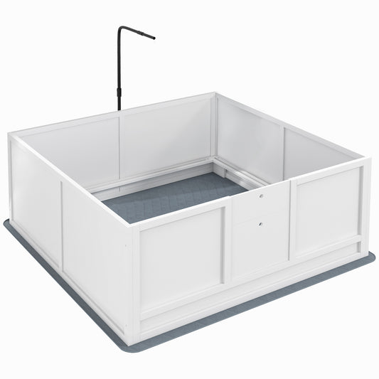 Whelping Box for Dogs, Puppy Playpen with Retractable Light Stand, Washable Pee Pads, Rail, Adjustable Height Door for Small, Medium & Large Breed Dogs, 49" x 47"