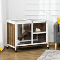 Load image into Gallery viewer, Rabbit Hutch Indoor Wooden Guinea Pig House Hamster Cage with Wheels, 2 Layers Bunny Cage with Openable Roof, 91.5 x 53.3 x 73 cm, Brown
