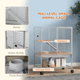 Load image into Gallery viewer, Small Animal Cage with Wheels, Pet Playpen for Rat, Kitten, Ferrets, Chinchillas with Bottom Storage Shelf, Removable Tray, Ramp, 24.2" x 17.9" x 33.9", Light Grey
