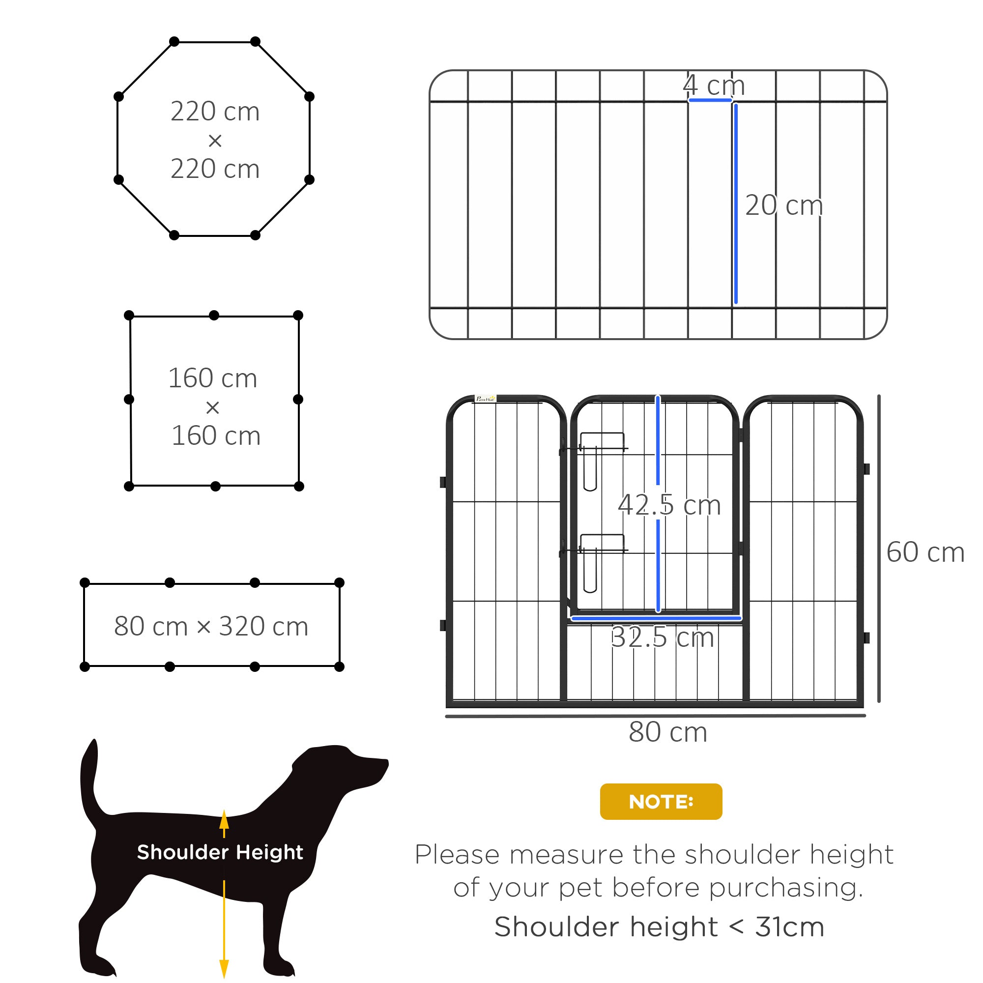 Dog Pen 8 Panels Puppy Pen Heavy Duty Pet Playpen for Indoor Outdoor for Dogs, Rabbits, Ducks 60cm High