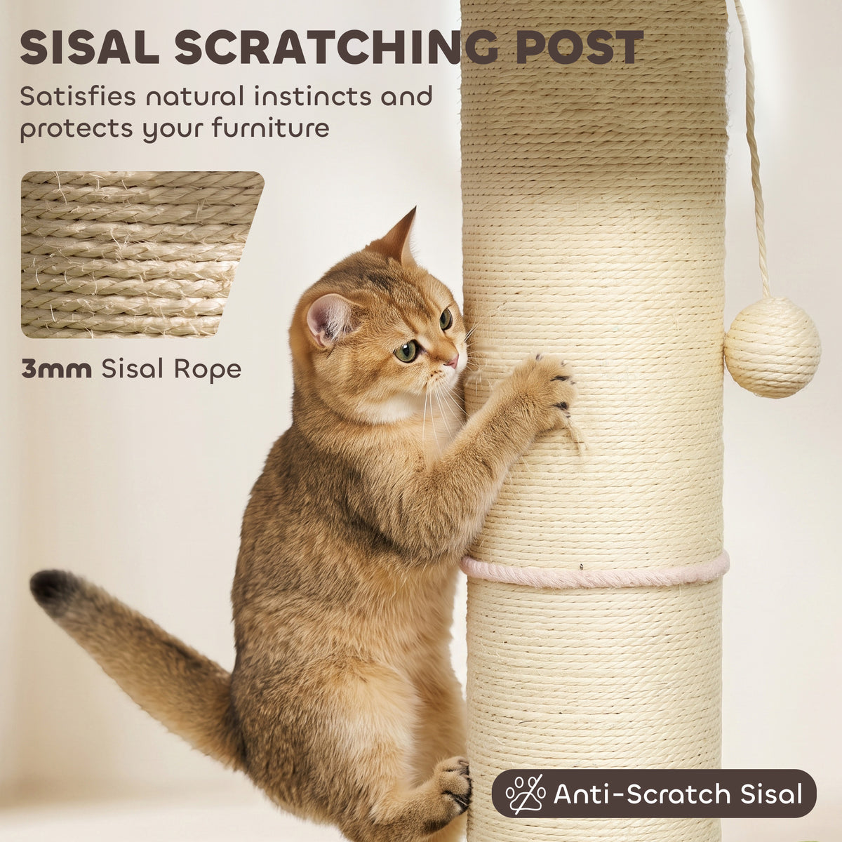 Cat Tree, Flower Cat Scratching Post with Thick Sisal Post, Dangling & Spring Balls, Bed, Kitty Activity Centre for Indoor Kittens, Stable Structure, Easy to Assemble, Pink