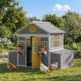 Load image into Gallery viewer, Wooden Chicken Coop, Hen House for 2-4 Hens, Outdoor Playhouse Poultry Cage with 2 Nesting Boxes, Waterproof Roof, Windows, Chicken Hutch for Farm Backyard, 72" x 50" x 54", Gray
