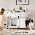 Charger l'image dans la visionneuse de la galerie, Dog Crate Furniture, 39" Dog Kennel Indoor with 2 Storage Drawers, Wheels, Sliding Door, Decorative End Side Table Pet House Cage for Medium and Large Breeds, White
