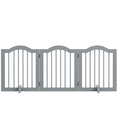 Load image into Gallery viewer, 24"H Foldable Dog Gate, 3 Panels Freestanding Pet Gate Barriers Indoor with Support Feet, Puppy Fence for Small Dogs, Light Grey
