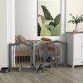 Load image into Gallery viewer, 24"H Foldable Dog Gate, 3 Panels Freestanding Pet Gate Barriers Indoor with Support Feet, Puppy Fence for Small Dogs, Light Grey
