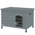 Load image into Gallery viewer, PawHut 31"L Wooden Decorative Dog Cage Kennel Wire Door with Lock Small Animal House with Openable Top Removable Bottom Dark Gray
