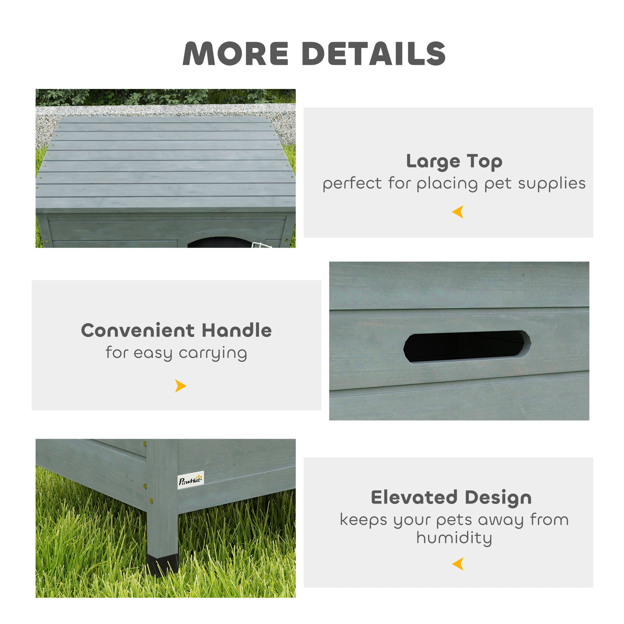 PawHut 31"L Wooden Decorative Dog Cage Kennel Wire Door with Lock Small Animal House with Openable Top Removable Bottom Dark Gray