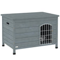 Load image into Gallery viewer, PawHut 31"L Wooden Decorative Dog Cage Kennel Wire Door with Lock Small Animal House with Openable Top Removable Bottom Dark Gray
