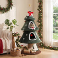 Load image into Gallery viewer, Cat Tree, Christmas Cat Tower with Dual Condos, Sisal Ladder, Jute Posts, Anti-Tip Rope, Hanging Balls, Scratching Post for Indoor Kittens, 60 x 60 x 132 cm, Green
