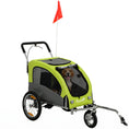 Load image into Gallery viewer, 2 in 1 Dog Bike Trailer, Dog Stroller, Foldable Pet Bicycle Trailer Wagon with Suspension, 600D Oxford Fabric, Reflectors, Handbrake, Universal Hitch Coupler, for Medium Dogs up to 20kg, Green
