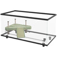 Load image into Gallery viewer, Turtle Tank, 50L Glass Turtle Aquarium with Basking Platform, Ramp, Easy Drainage, Strip Patch Thermometer, for Small Turtles, 60 x 30 x 32cm
