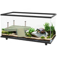 Load image into Gallery viewer, Turtle Tank, 50L Glass Turtle Aquarium with Basking Platform, Ramp, Easy Drainage, Strip Patch Thermometer, for Small Turtles, 60 x 30 x 32cm
