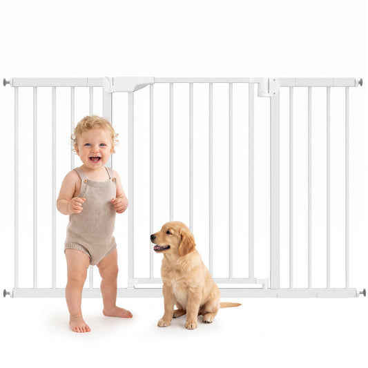 30"-51" Baby Gate, 30"H Pet Gate with 3 Extension Kit, Auto-Close, Two-Way Open, Pressure Mounted for Stair, Doorways and Hallways, Black