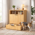 Load image into Gallery viewer, Dog Feeding Station with Storage, Hidden Pet Feeding Station with 2 Elevated Bowls, Tilt Out Storage Cabinet, Slow Feeder Mat, Dog Food Storage Cabinet for Small Medium, Oak
