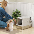 Load image into Gallery viewer, XL Stainless Steel Cat Litter Box with Lid, Extra Large Enclosed Metal Litter Box for Big Cats with Scoop, Flip Top, Easy Clean & No Odors, Non-Sticky
