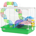 Charger l'image dans la visionneuse de la galerie, 18"L Hamster Cage, Small Animal House, 2-Level Rat Gerbil Haven with Tunnel Tube System, Exercise Wheel, Water Bottle, Food Dish, Ramp, Green
