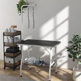 Charger l'image dans la visionneuse de la galerie, 35in Dog Grooming Table with Adjustable Arm, Foldable Pet Grooming Table with Mesh Tray, Two Nooses, Rubber Surface, 35" x 24" x 61", Black
