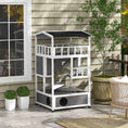 Load image into Gallery viewer, PawHut Wooden Outdoor Cat House, Feral Cat Shelter Kitten Condo with Asphalt Roof, Escape Doors, Condo, Jumping Platform, Light Gray
