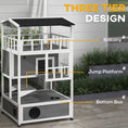 Load image into Gallery viewer, PawHut Wooden Outdoor Cat House, Feral Cat Shelter Kitten Condo with Asphalt Roof, Escape Doors, Condo, Jumping Platform, Light Gray
