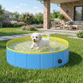 Load image into Gallery viewer, Foldable Dog Pool for Puppies and Ducks, Thickened PVC Dog Paddling Pool Bath Tub Hard Board, Anti-Slip Bottom and Hose Adapter for Easy Drainage, 80 x 20cm, Blue and Yellow
