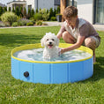 Load image into Gallery viewer, Foldable Dog Pool for Puppies and Ducks, Thickened PVC Dog Paddling Pool Bath Tub Hard Board, Anti-Slip Bottom and Hose Adapter for Easy Drainage, 80 x 20cm, Blue and Yellow
