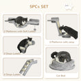 Load image into Gallery viewer, 5Pcs Cat Wall Shelf with Scratching Post, Cat Wall Shelves for Relaxing, Climbing, Cat Wall With Soft Ladder, Cat Bed, Play Ball, Grey
