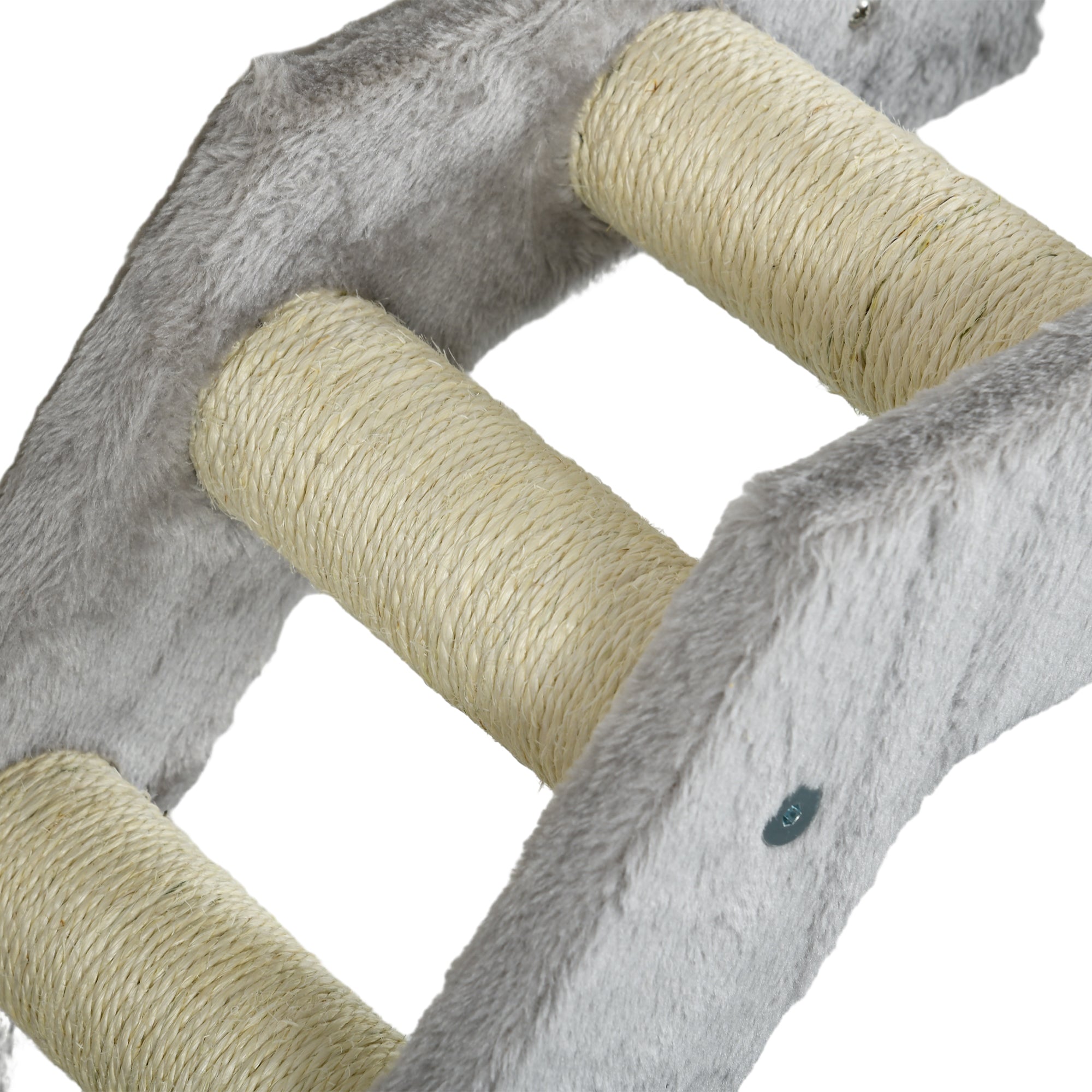 5Pcs Cat Wall Shelf with Scratching Post, Cat Wall Shelves for Relaxing, Climbing, Cat Wall With Soft Ladder, Cat Bed, Play Ball, Grey